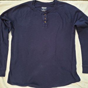 EUC Mens Large Navy Long Sleeve Henley by Mossimo